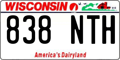 WI license plate 838NTH