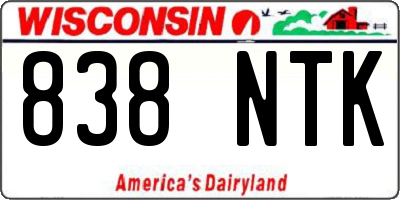 WI license plate 838NTK