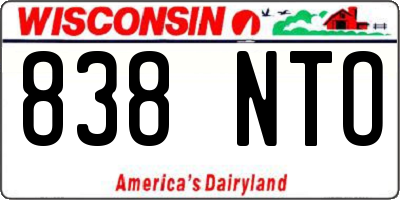WI license plate 838NTO