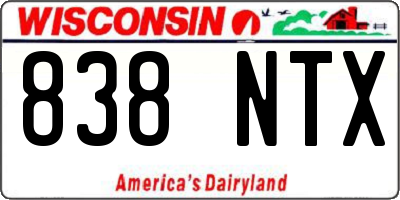 WI license plate 838NTX