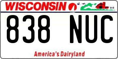 WI license plate 838NUC