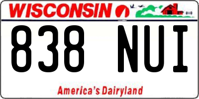WI license plate 838NUI