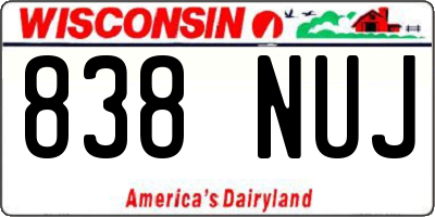 WI license plate 838NUJ