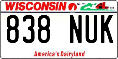 WI license plate 838NUK