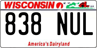 WI license plate 838NUL