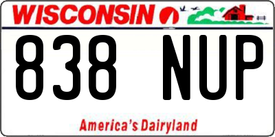 WI license plate 838NUP