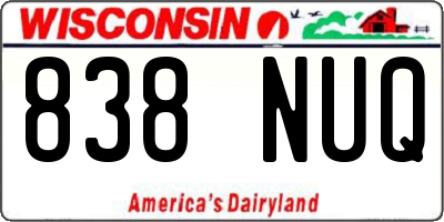 WI license plate 838NUQ