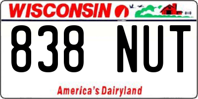WI license plate 838NUT