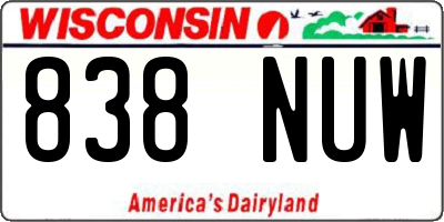 WI license plate 838NUW