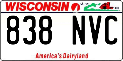 WI license plate 838NVC