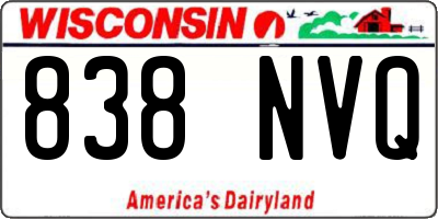 WI license plate 838NVQ