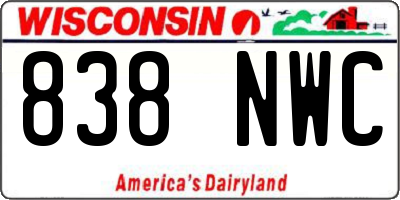WI license plate 838NWC