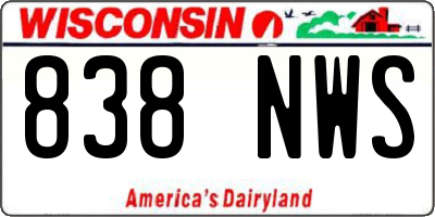 WI license plate 838NWS