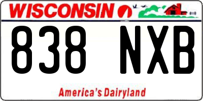 WI license plate 838NXB