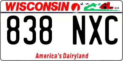 WI license plate 838NXC