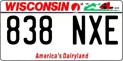 WI license plate 838NXE
