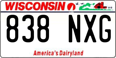 WI license plate 838NXG