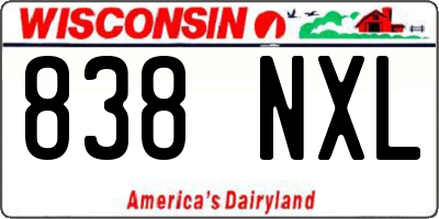 WI license plate 838NXL