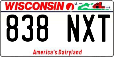 WI license plate 838NXT