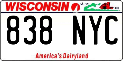 WI license plate 838NYC