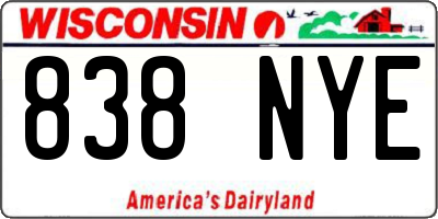 WI license plate 838NYE