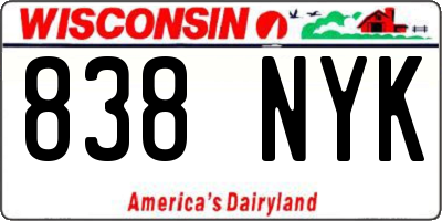 WI license plate 838NYK