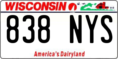 WI license plate 838NYS