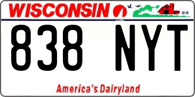 WI license plate 838NYT