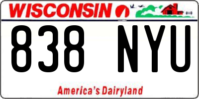 WI license plate 838NYU
