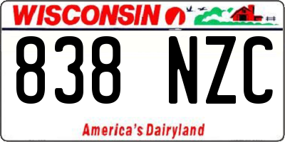 WI license plate 838NZC