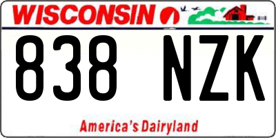 WI license plate 838NZK