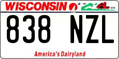 WI license plate 838NZL