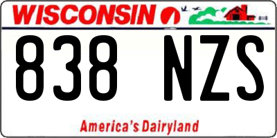 WI license plate 838NZS