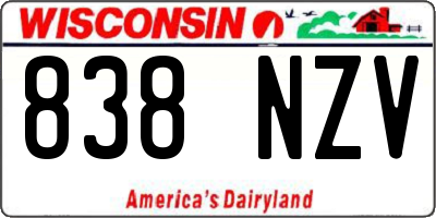 WI license plate 838NZV