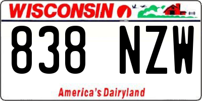 WI license plate 838NZW
