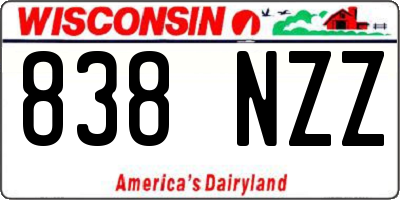 WI license plate 838NZZ