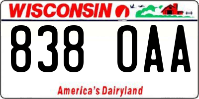WI license plate 838OAA