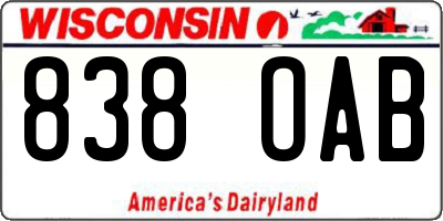 WI license plate 838OAB