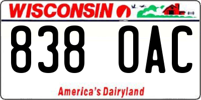 WI license plate 838OAC