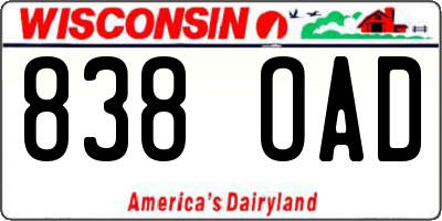 WI license plate 838OAD
