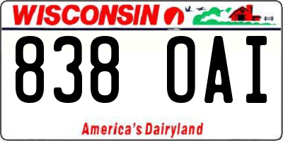 WI license plate 838OAI
