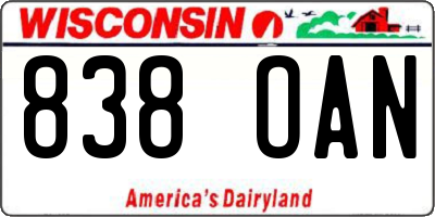 WI license plate 838OAN