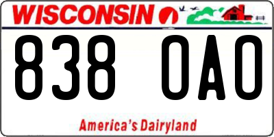 WI license plate 838OAO