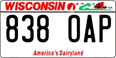 WI license plate 838OAP