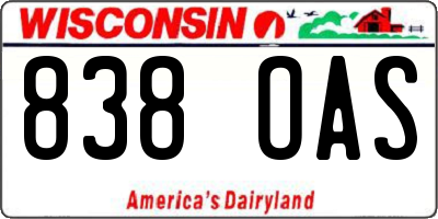 WI license plate 838OAS
