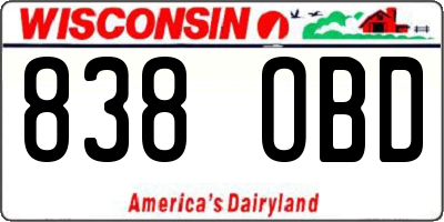 WI license plate 838OBD
