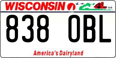 WI license plate 838OBL