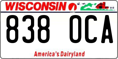 WI license plate 838OCA