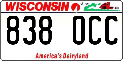 WI license plate 838OCC