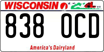 WI license plate 838OCD